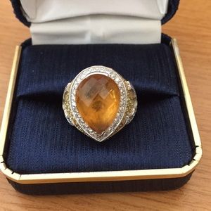 Vintage citrine and diamond ring